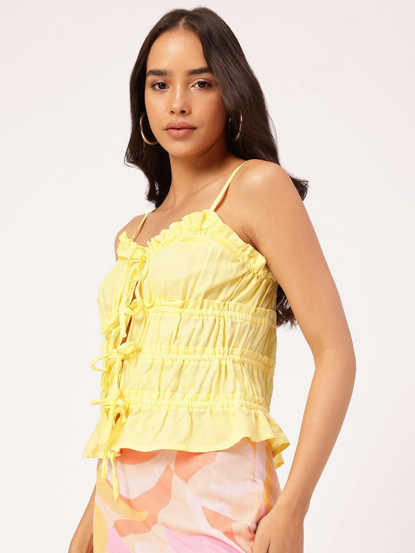 DressBerry Bow Tie Ruffled Smocked Top