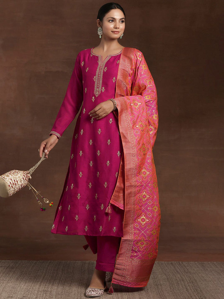 Libas Floral Embroidered Regular Kurta With Trousers & Dupatta