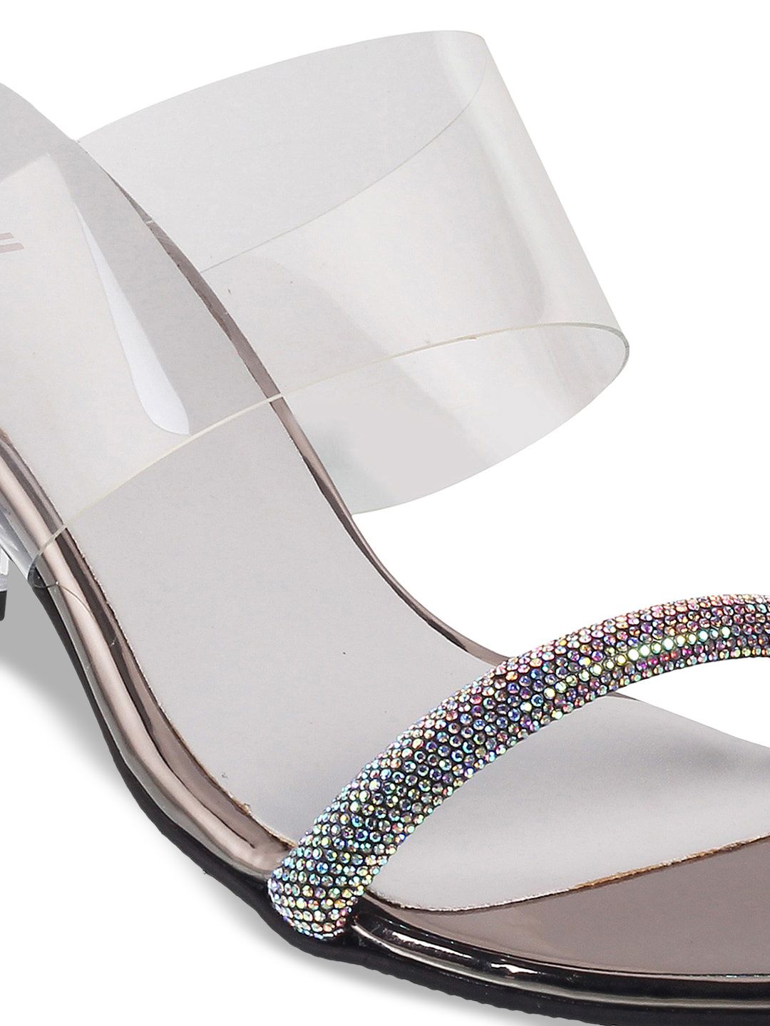Mochi Women Silver-Toned & Transparent Block Heels