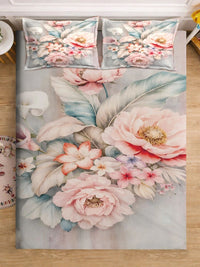 Moda Rapido X KLOTTHE Kelabu & Bunga Merah Jambu Cadar King 400 TC dengan 2 Sarung Bantal