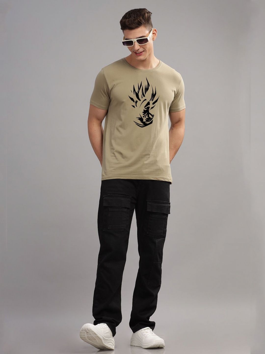 ADRO Men Printed Raw Edge T-shirt