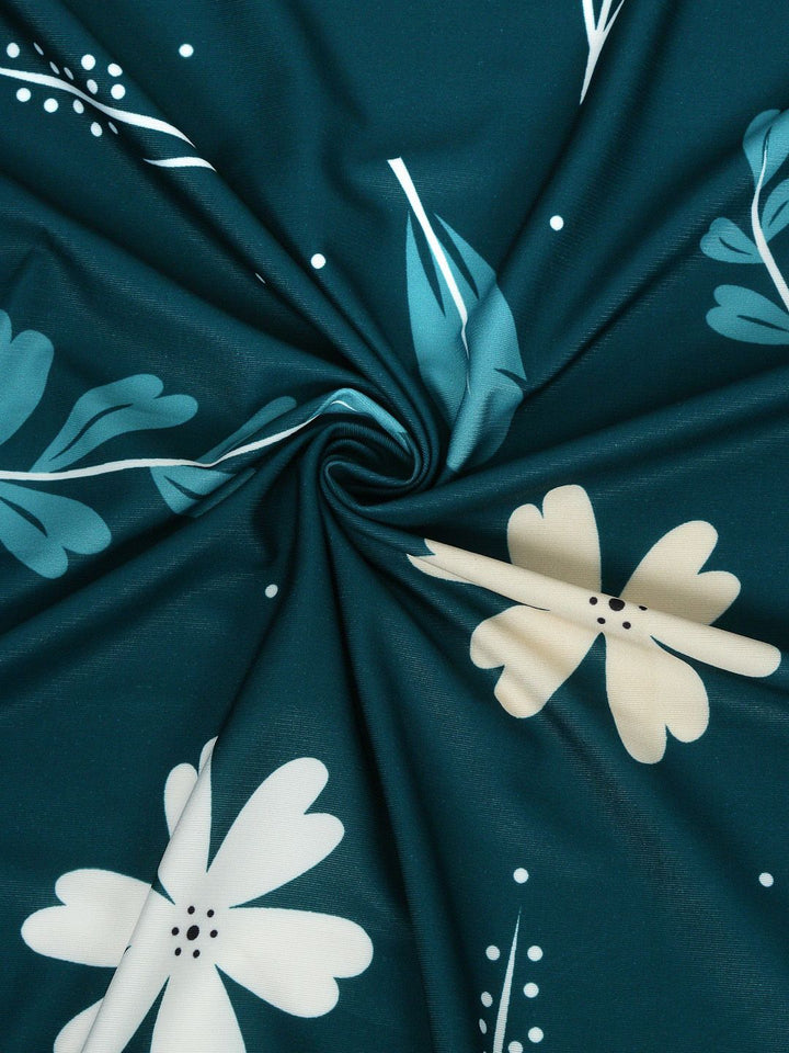 Cortina  Teal Green Set Of 2 Digital Printed Window Curtains