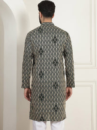SOJANYA Kolar Mandarin Sulam Bunga Pure Cotton Kurta Lurus