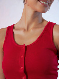 Sassafras Red Pure Cotton Tank Crop Top