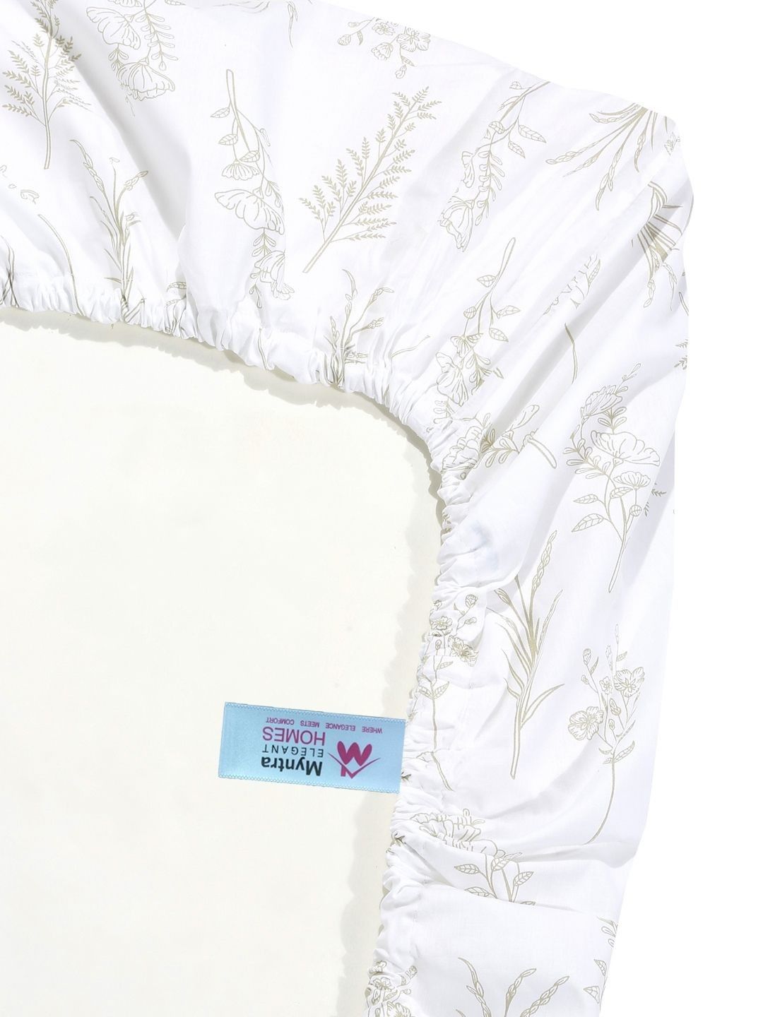 Myntra Elegant Homes White Floral 400 TC Bedsheet with 2 Pillow Covers