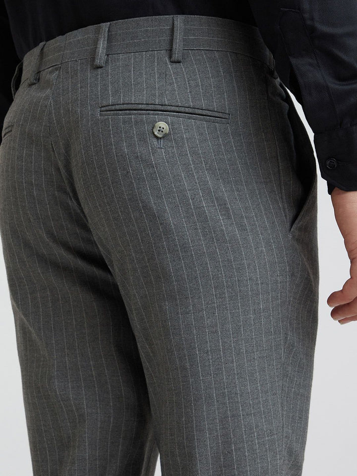 Park Avenue Men Striped Slim Fit Formal Trousers