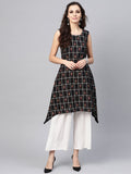 SOJANYA Women Black & White Checked A-Line Kurta