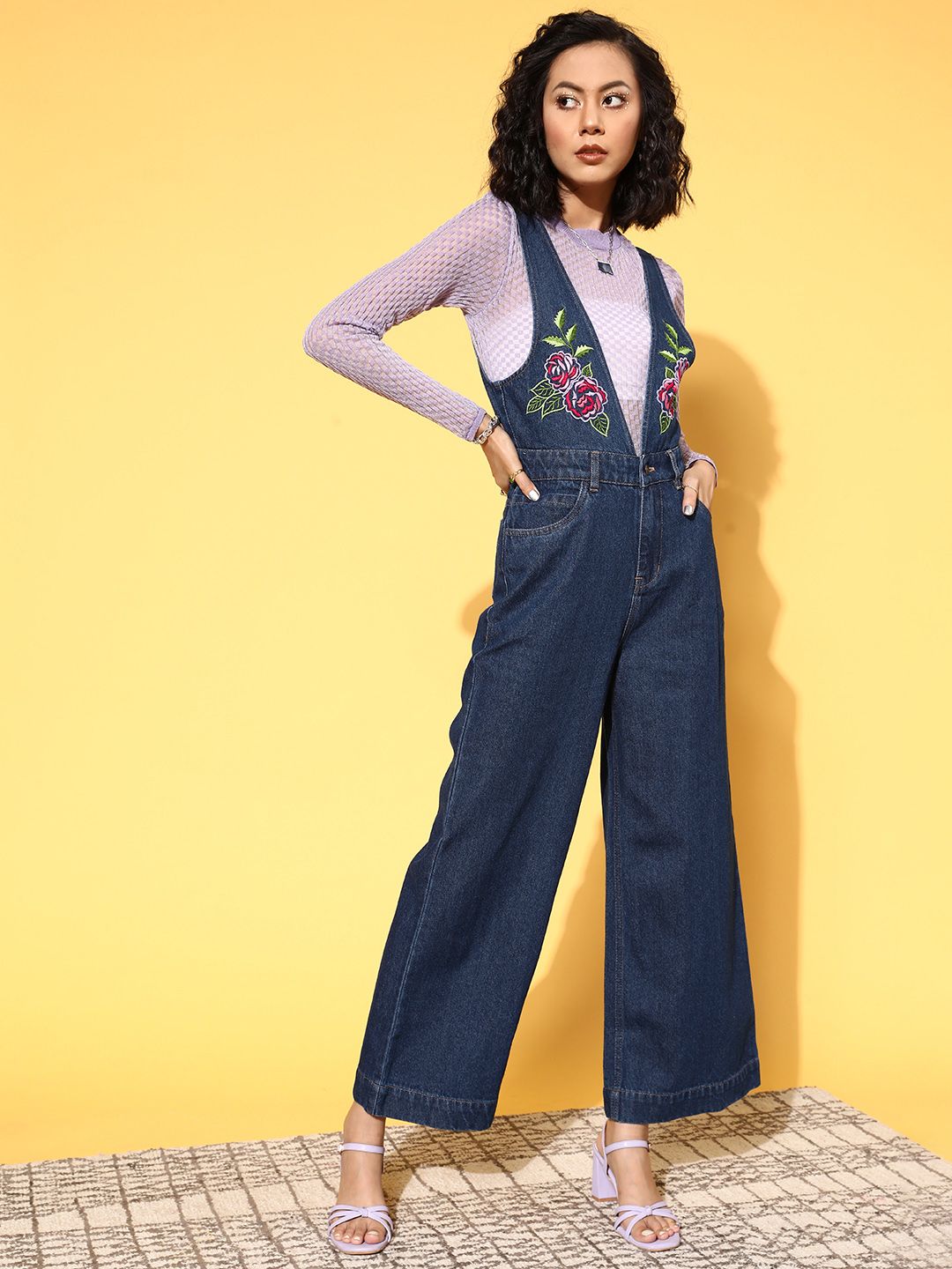 SASSAFRAS Women Stunning Blue Printed Joyful Jumpsuit
