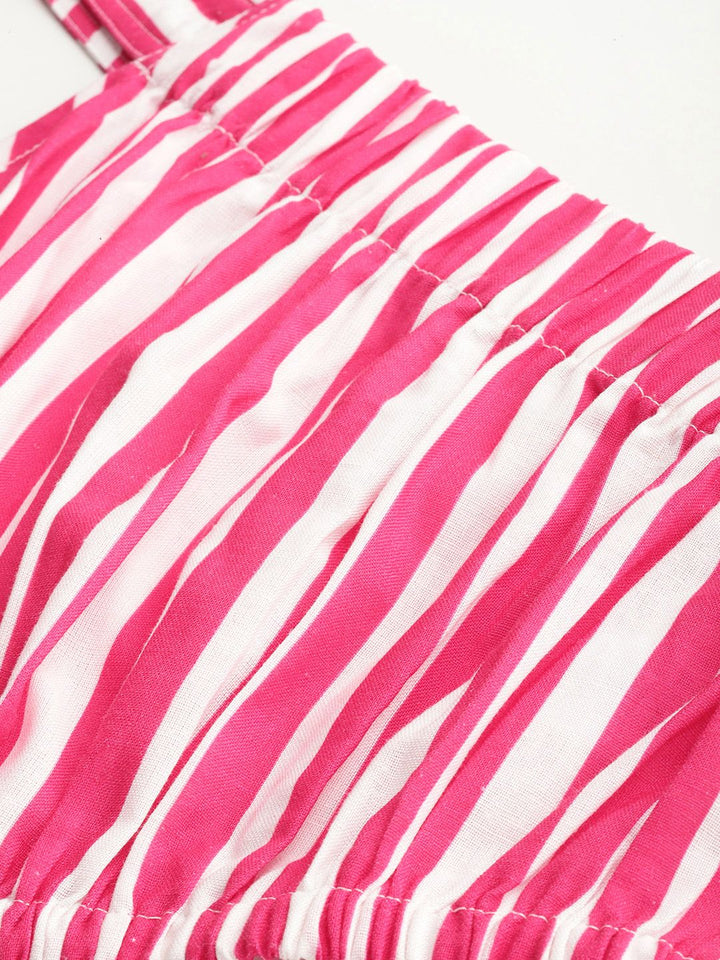 DressBerry Candy Stripes One-Shoulder Crop Top