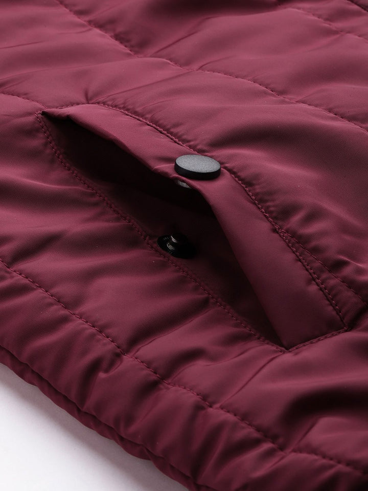The Indian Garage Co Men Pink Black Colourblocked Padded Jacket