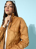 DressBerry Women Stylish Mustard Solid Bomber Jacket