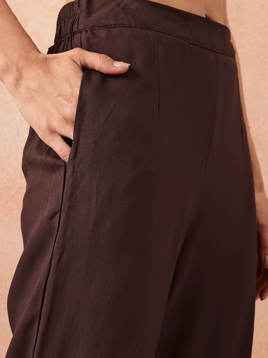all about you Women Pleated Kurta with Trousers & Mukaish Dupatta