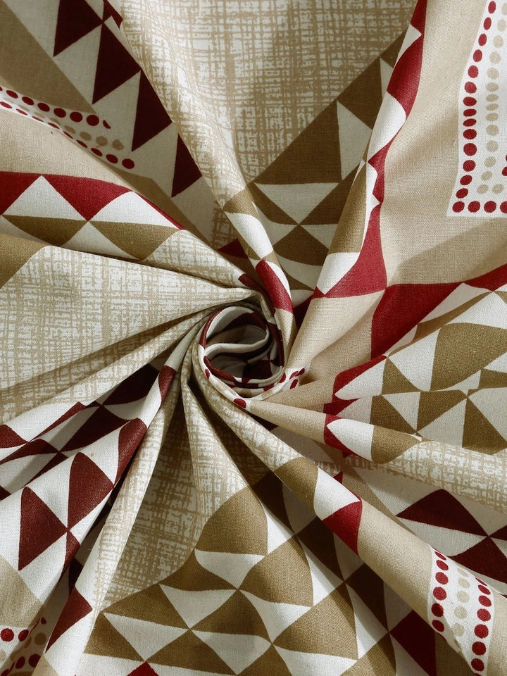 Myntra Elegant Homes Beige Geometric 400 TC Cadar Tempat Tidur Single dengan 1 Sarung Bantal