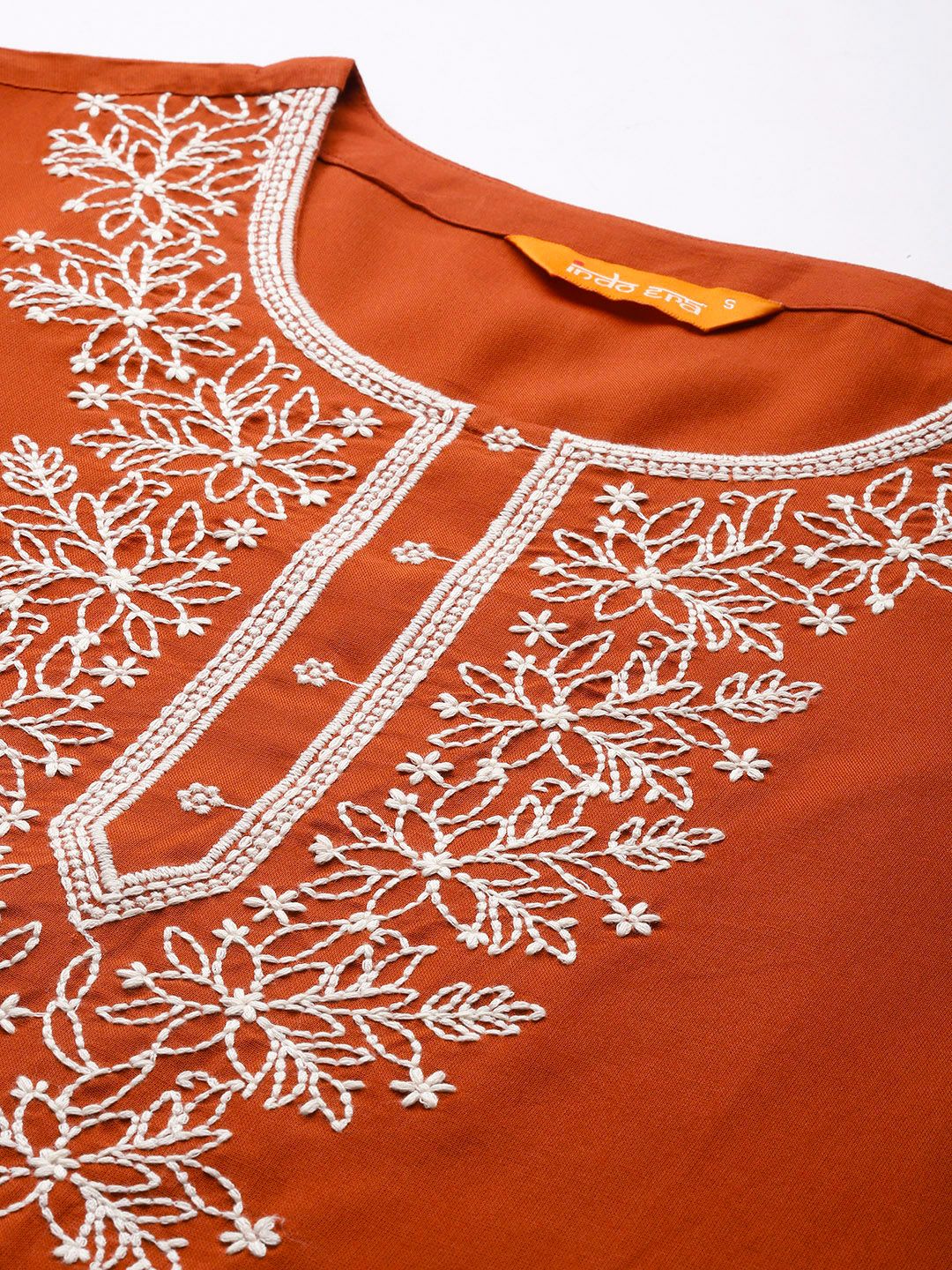 Indo Era Floral Embroidered Thread Work Kurta
