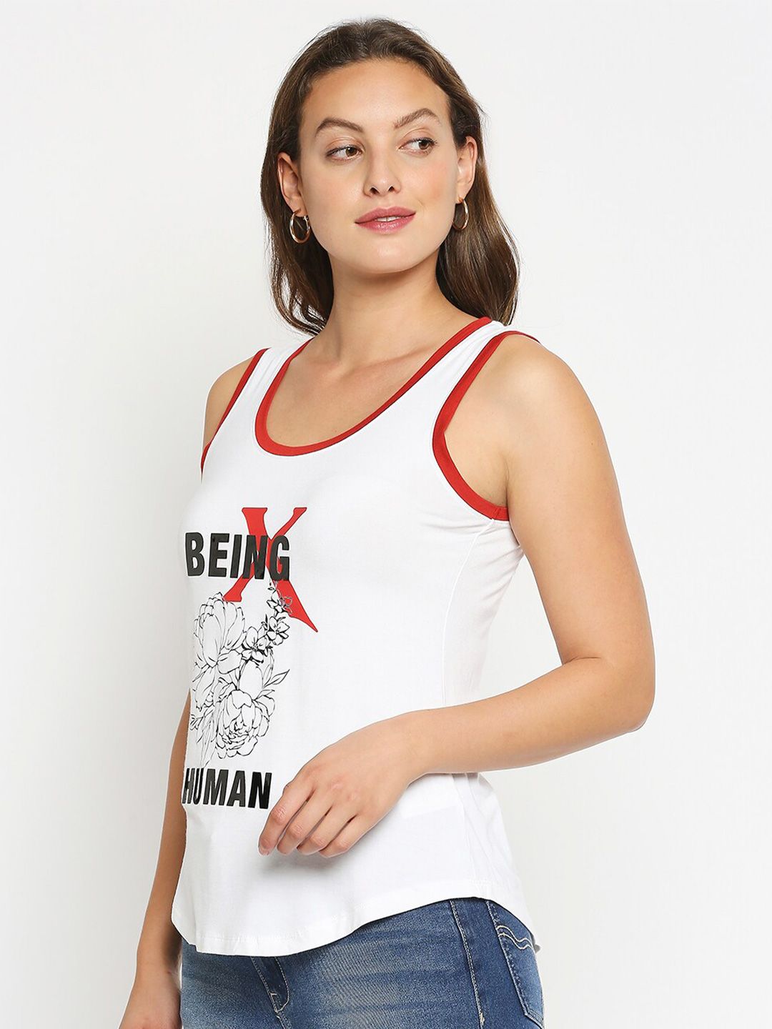 Being Human Women White Printed Applique T-shirt