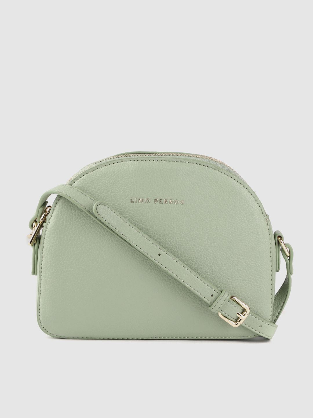 Lino Perros Green Solid Half Moon Sling Bag