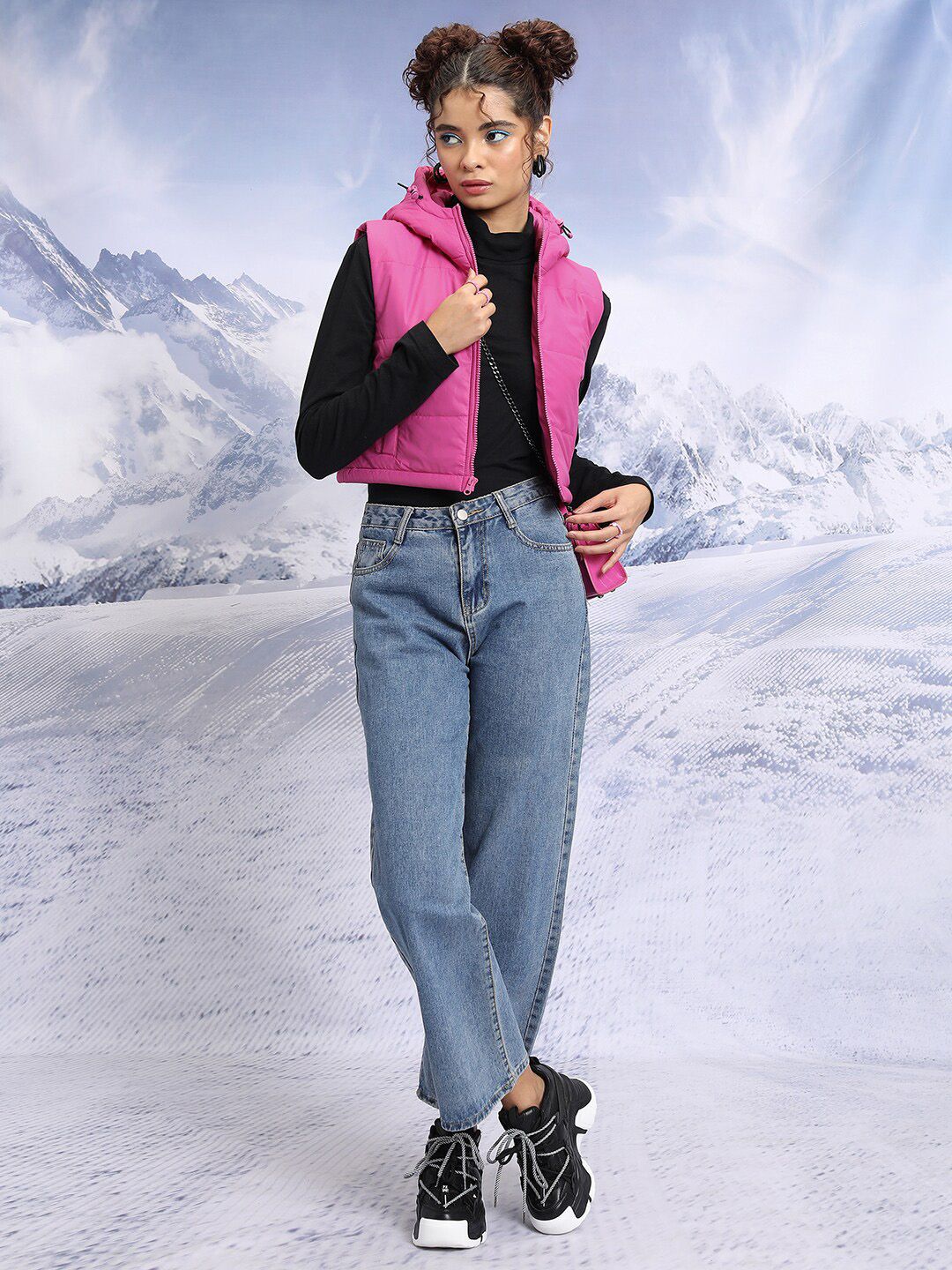 Tokyo Talkies Pink Hooded Cropped Padded Jacket