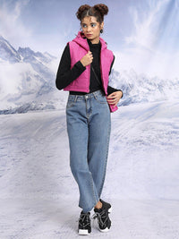 Tokyo Talkies Pink Hooded Cropped Padded Jacket