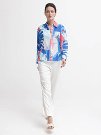 RAREISM Print Mandarin Collar Cotton Top