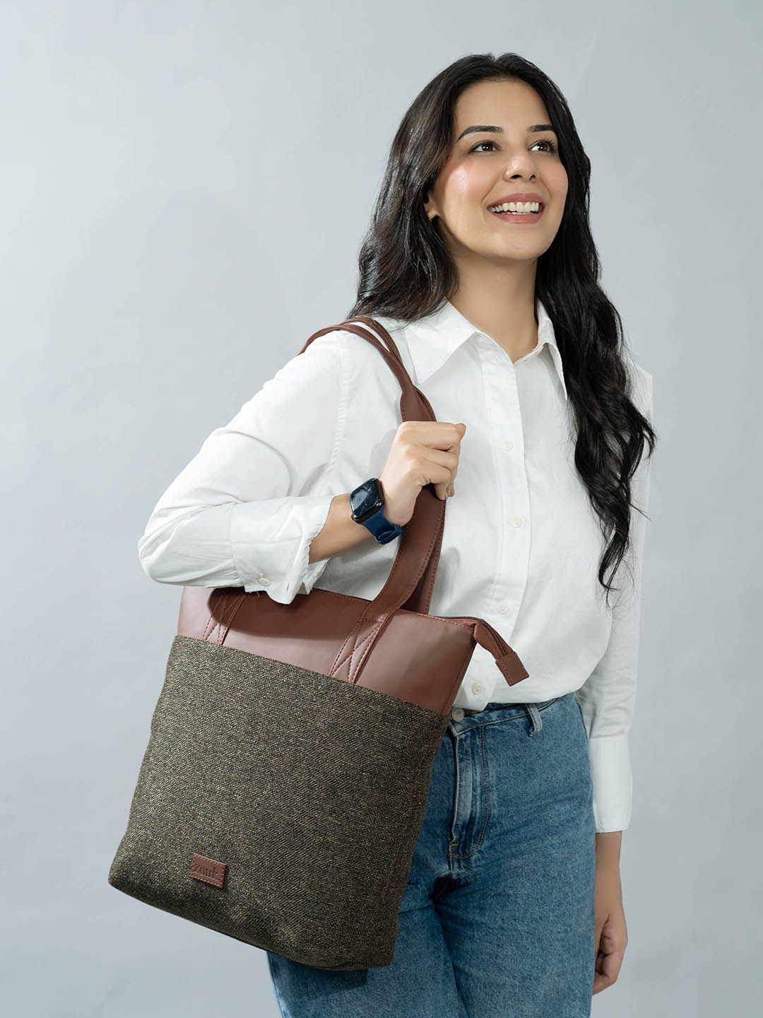 ZOUK Colourblocked Shopper Tote Bag