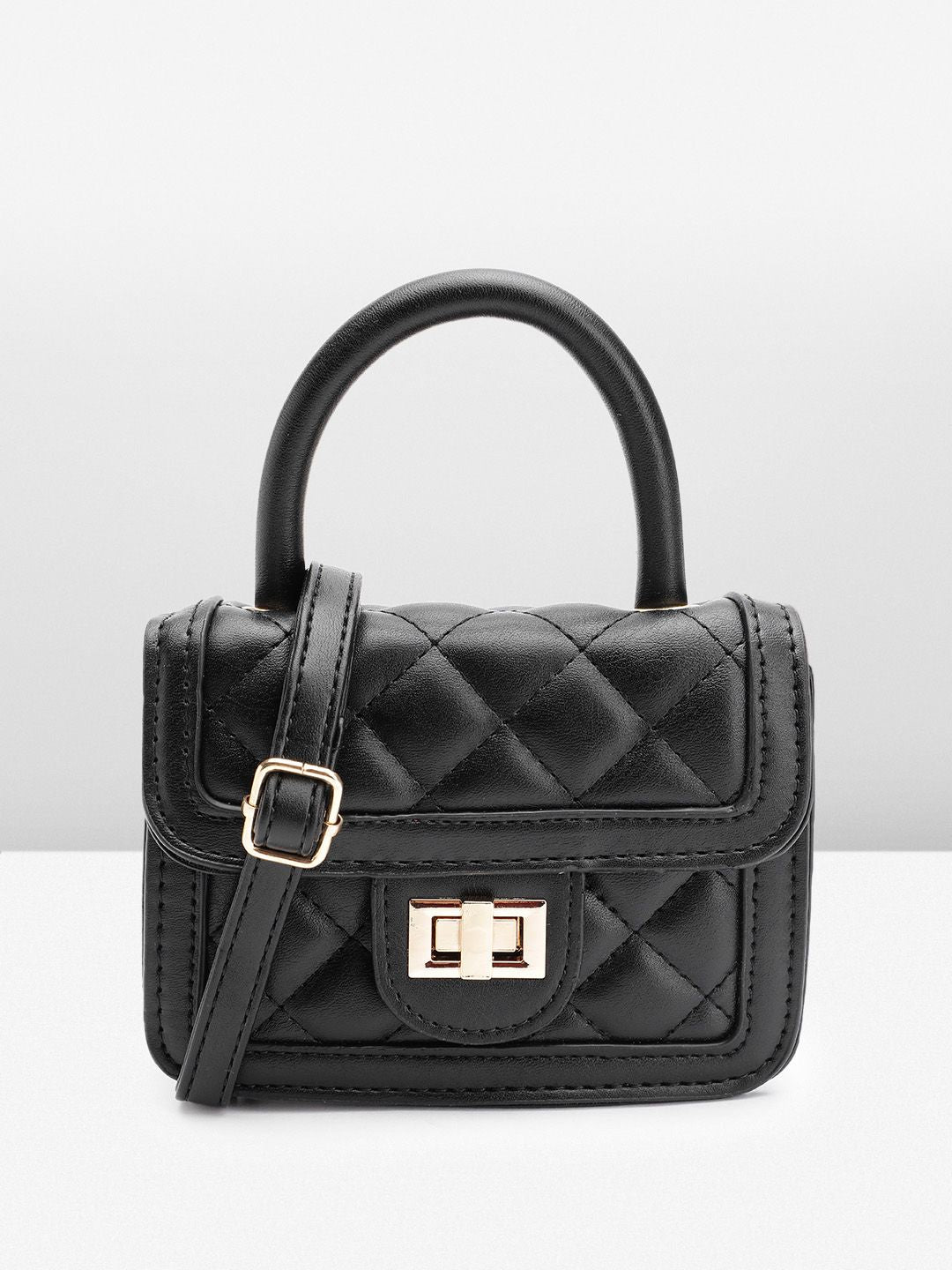 DressBerry Structured Quilted Satchel Bag