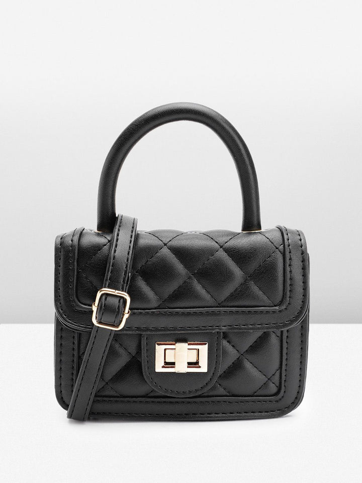 DressBerry Structured Quilted Satchel Bag