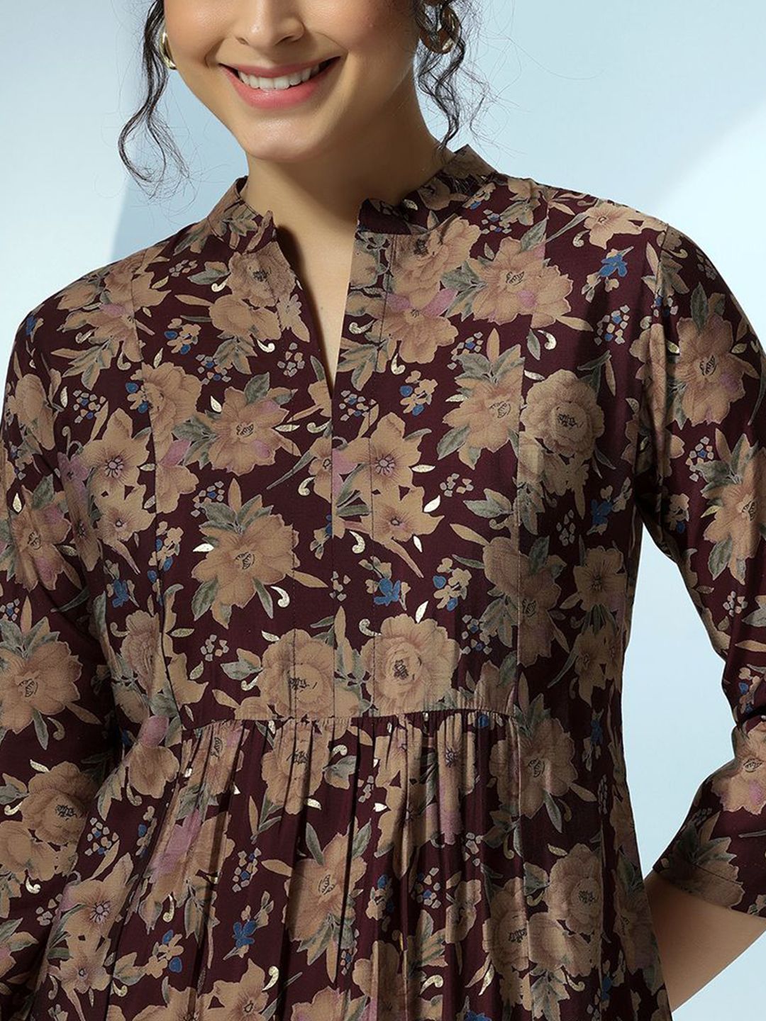 Libas Women Printed Mandarin Collar Tunic
