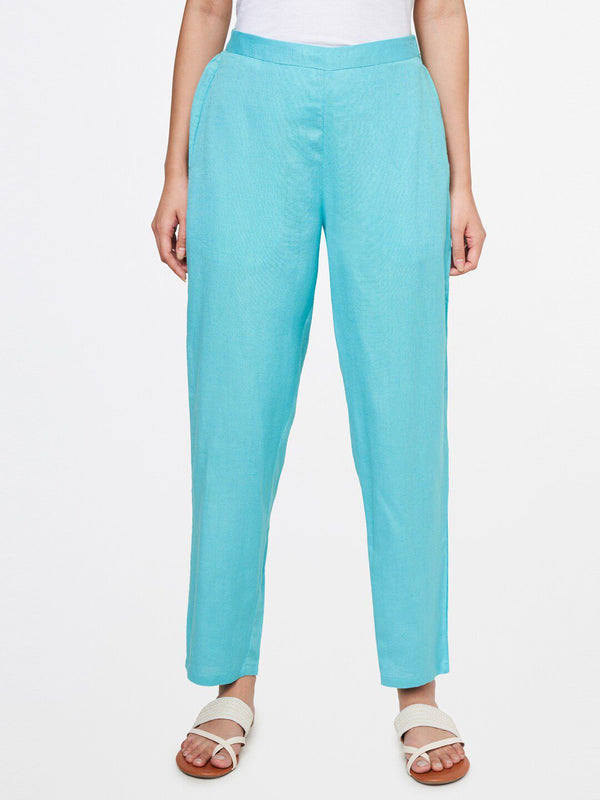 Global Desi Women Blue Straight Fit Trousers