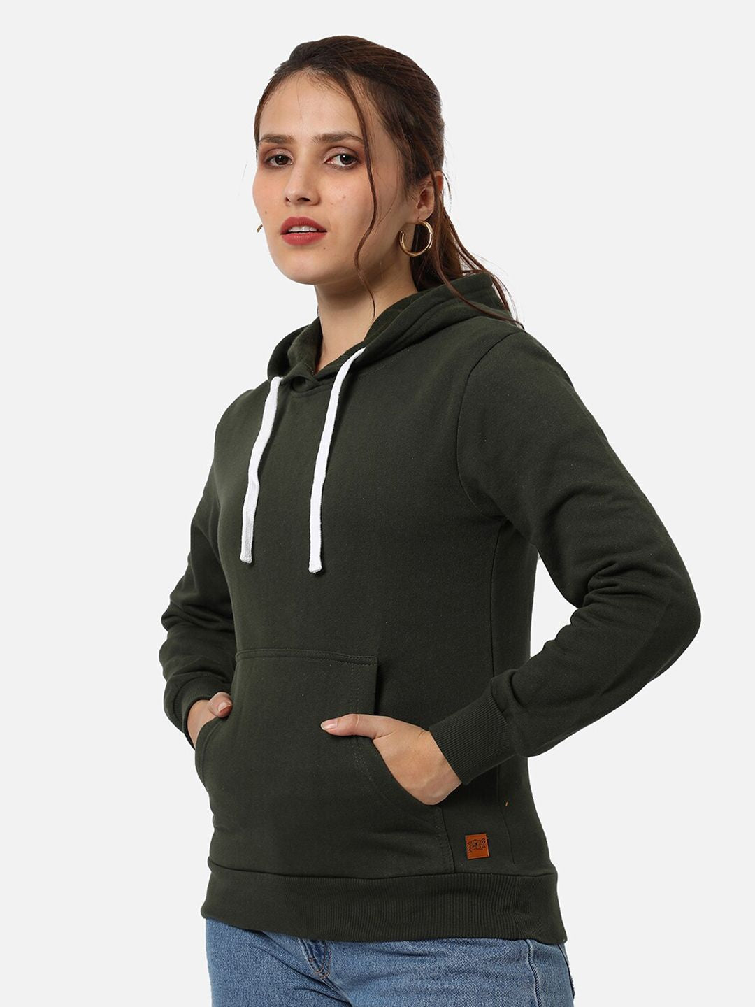 Kampus Sutra Wanita Hijau Bergantung Sweatshirt