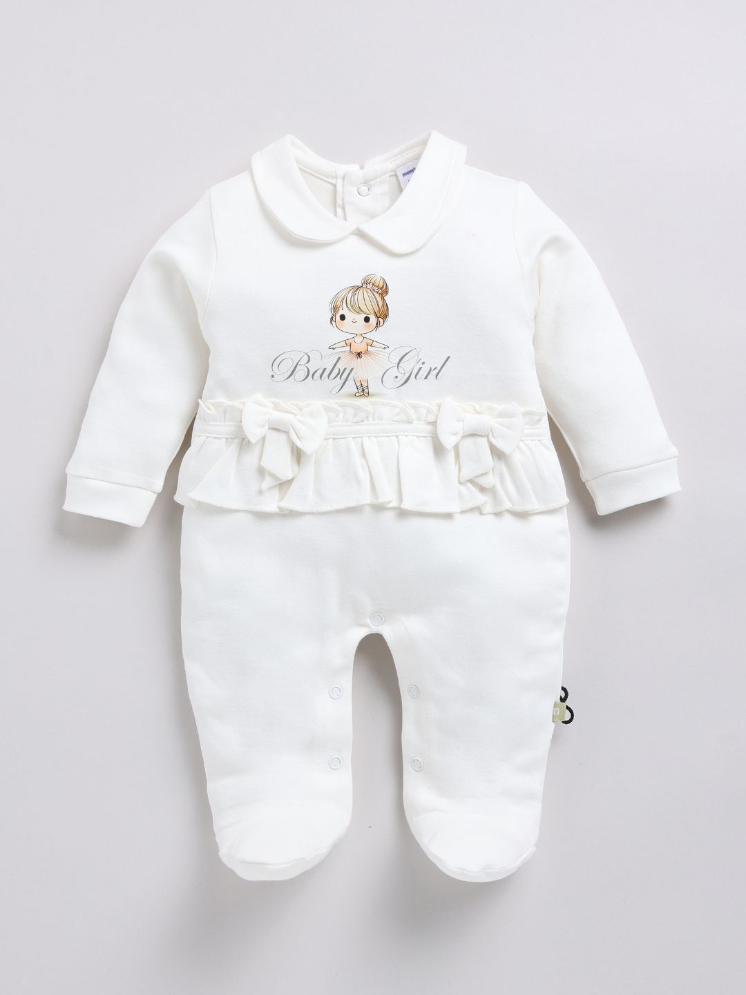Moms Love Infant Girls Printed Sleepsuit