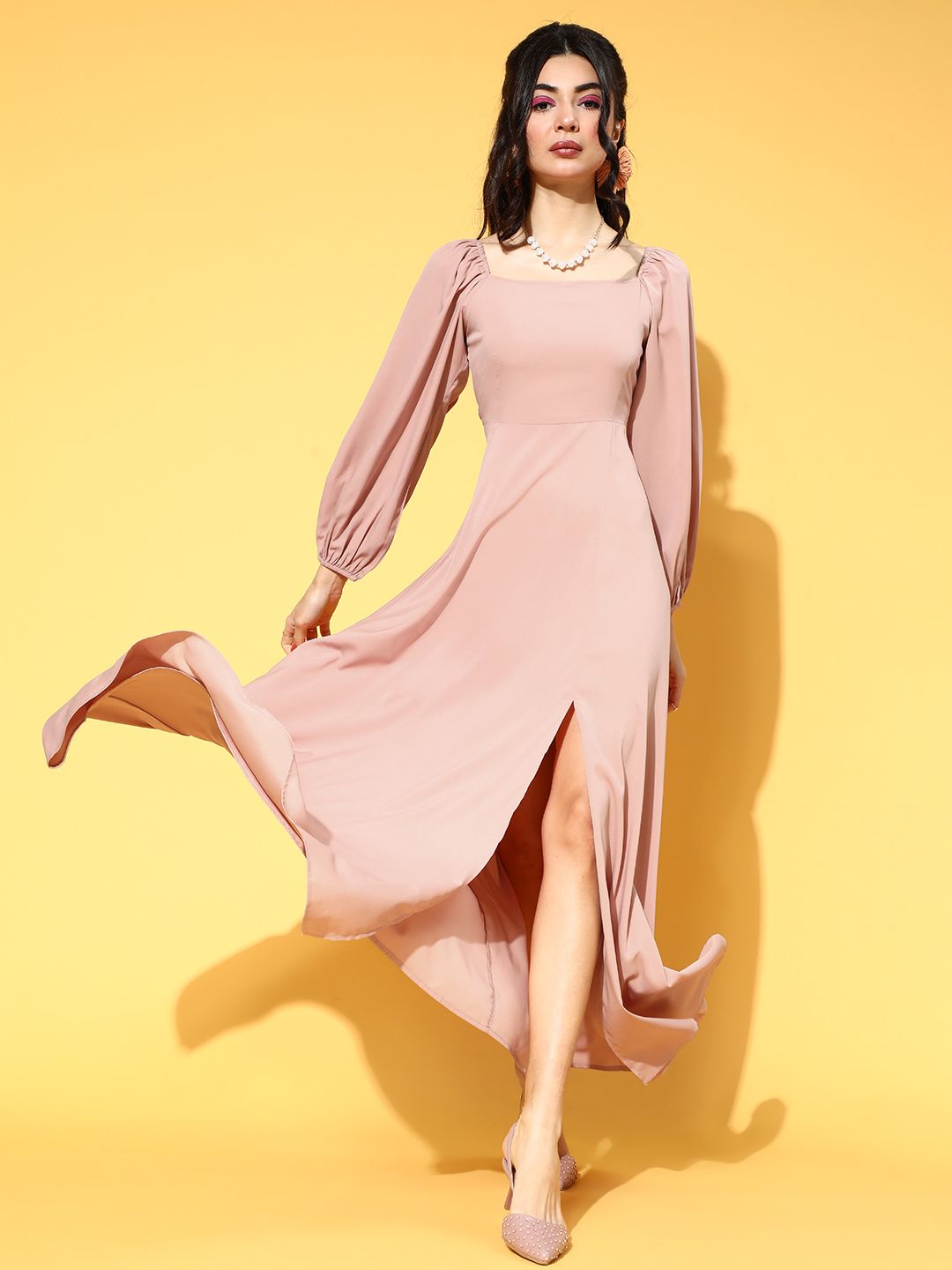 Berrylush Women Pretty Pink Solid Sun Dress