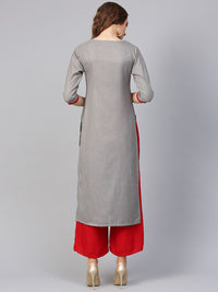 Libas Women Grey Yoke Design Straight Kurta
