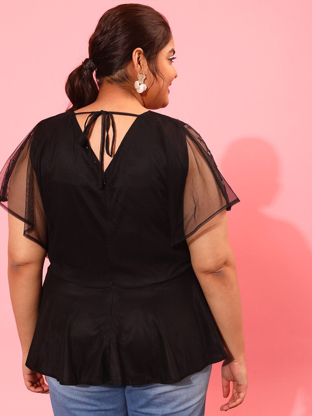 CURVY STREET Net Styled Back Top