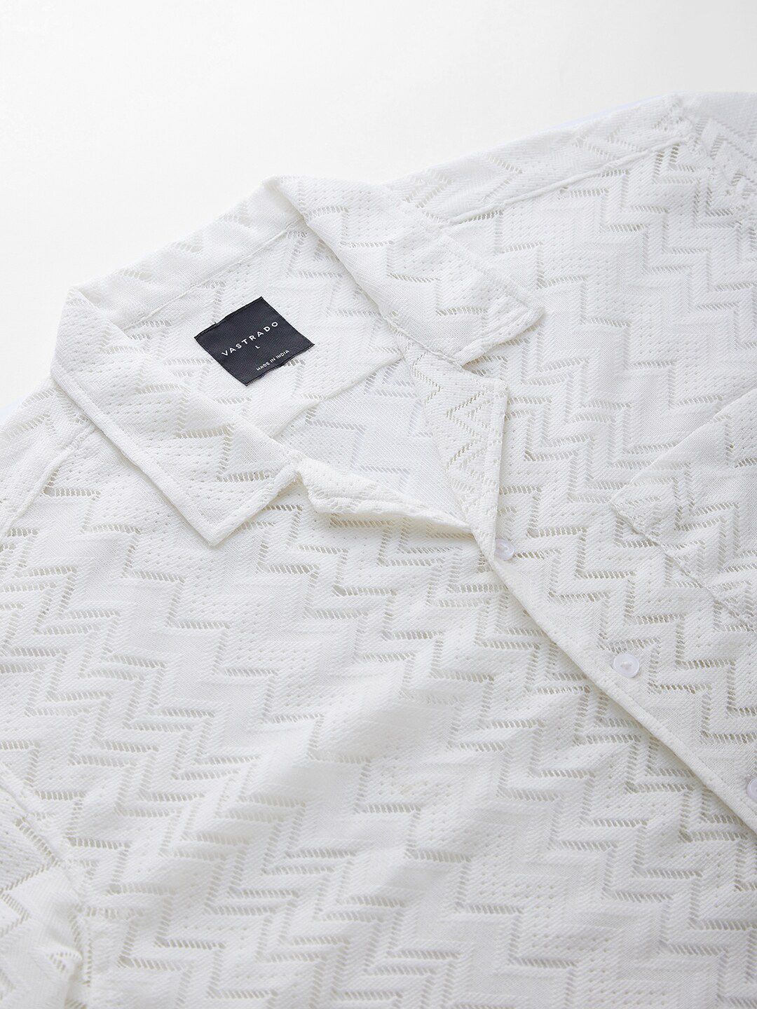 VASTRADO Self Design Short Sleeves Oversized Casual Shirt