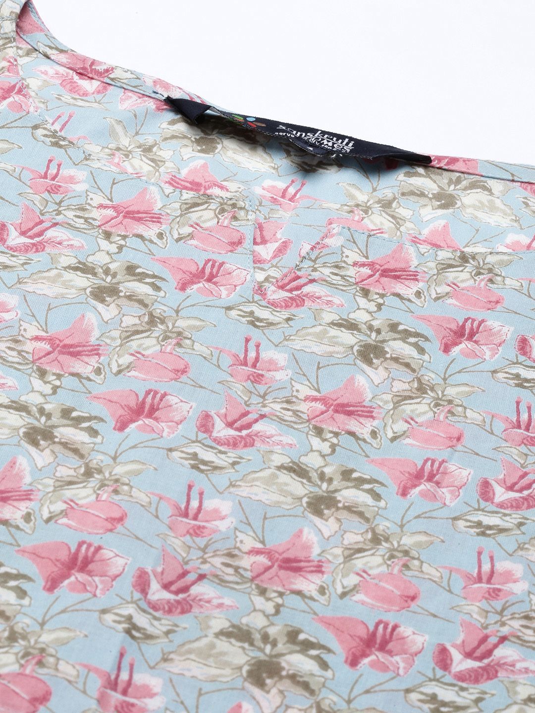 Sanskrutihomes Wanita Set Pajama Kapas Biru & Pink Printed