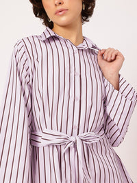 DressBerry Weekend to Work Striped Shirt-Style Sheath Mini Dress