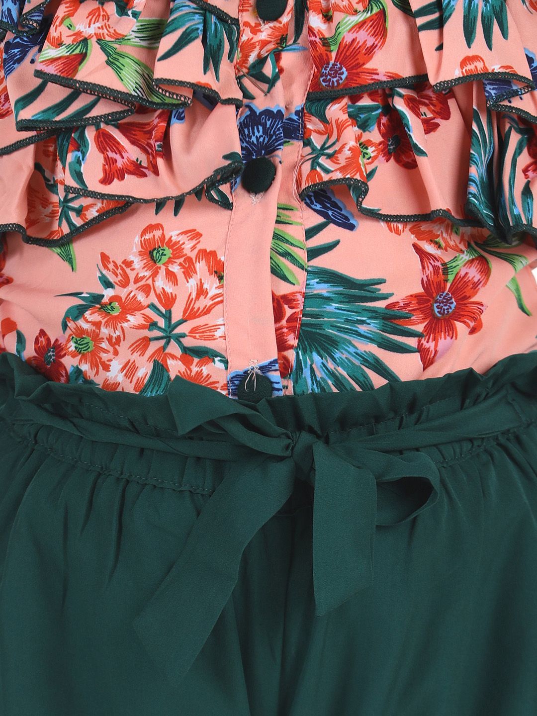 Cutiekins Girls Rust & Green Printed Top with Palazzos