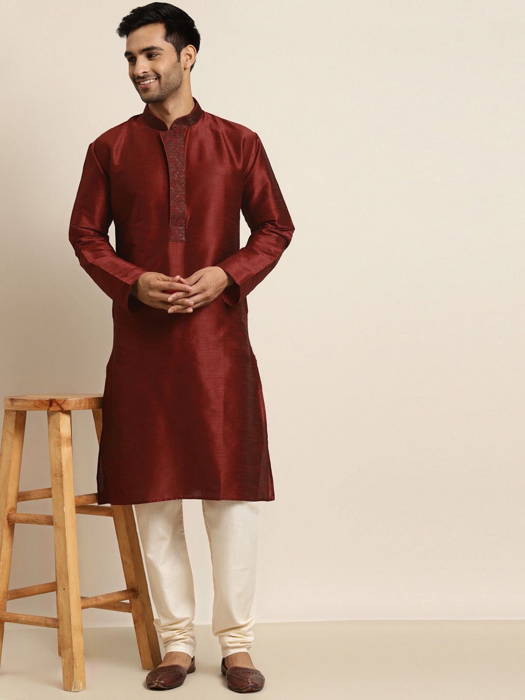 SOJANYA Men Maroon Kurta