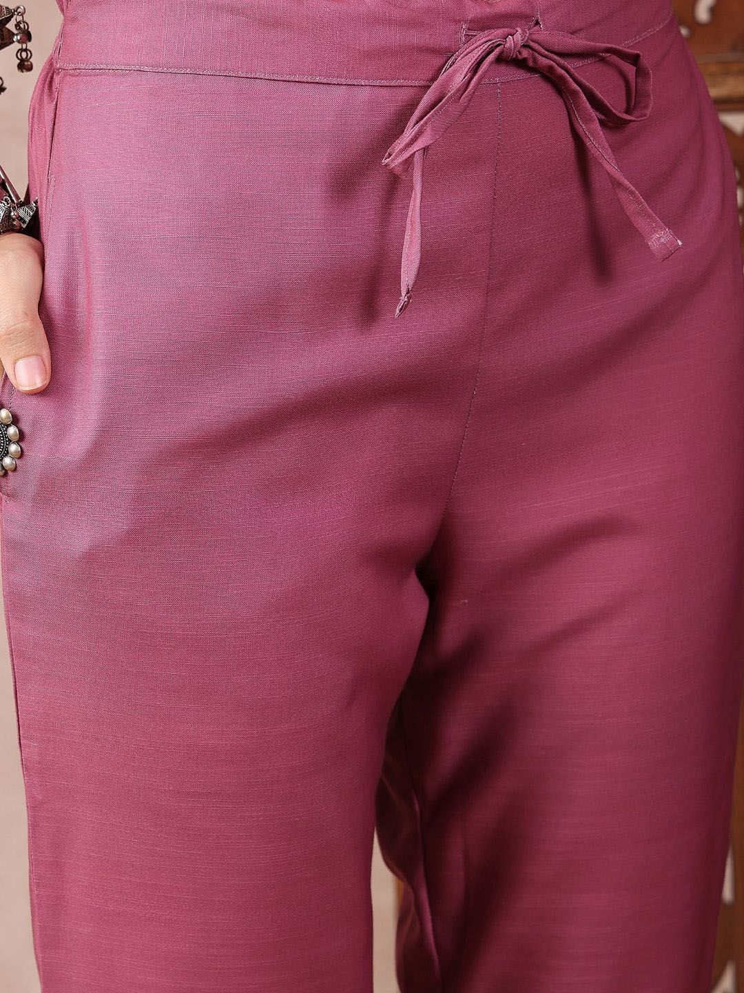KALINI Floral Printed Straight Thread Work Kurta with Trousers & Dupatta