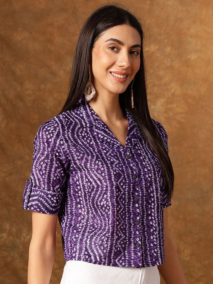 Anouk Women Geometric Printed V-Neck Cotton Top