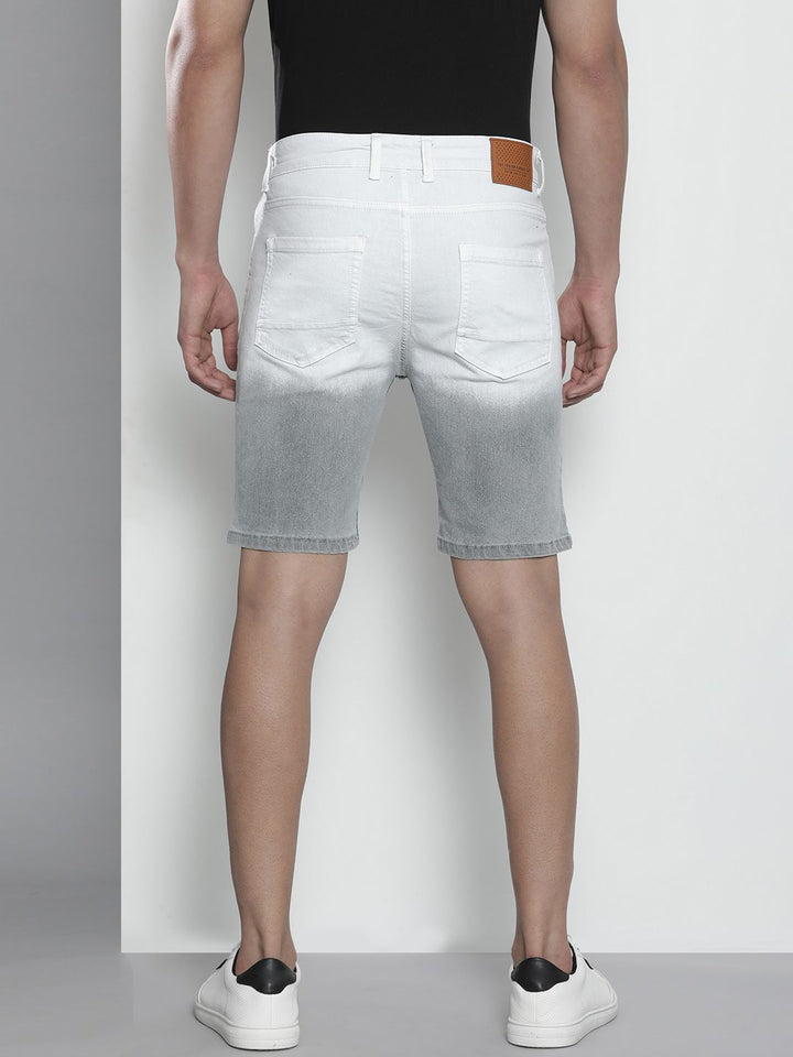 The Indian Garage Co Men White Colourblocked Denim Shorts
