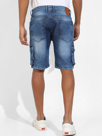 Campus Sutra Men Washed Regular Fit Mid Rise Outdoor Cotton Shorts