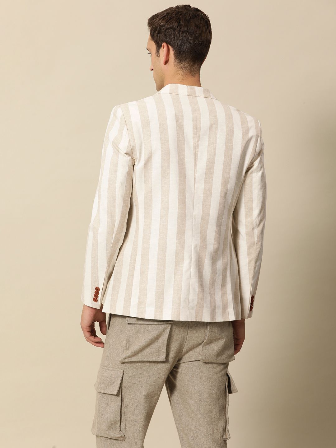 Mr Bowerbird Striped Peak Lapel Tailored Fit Casual Blazers