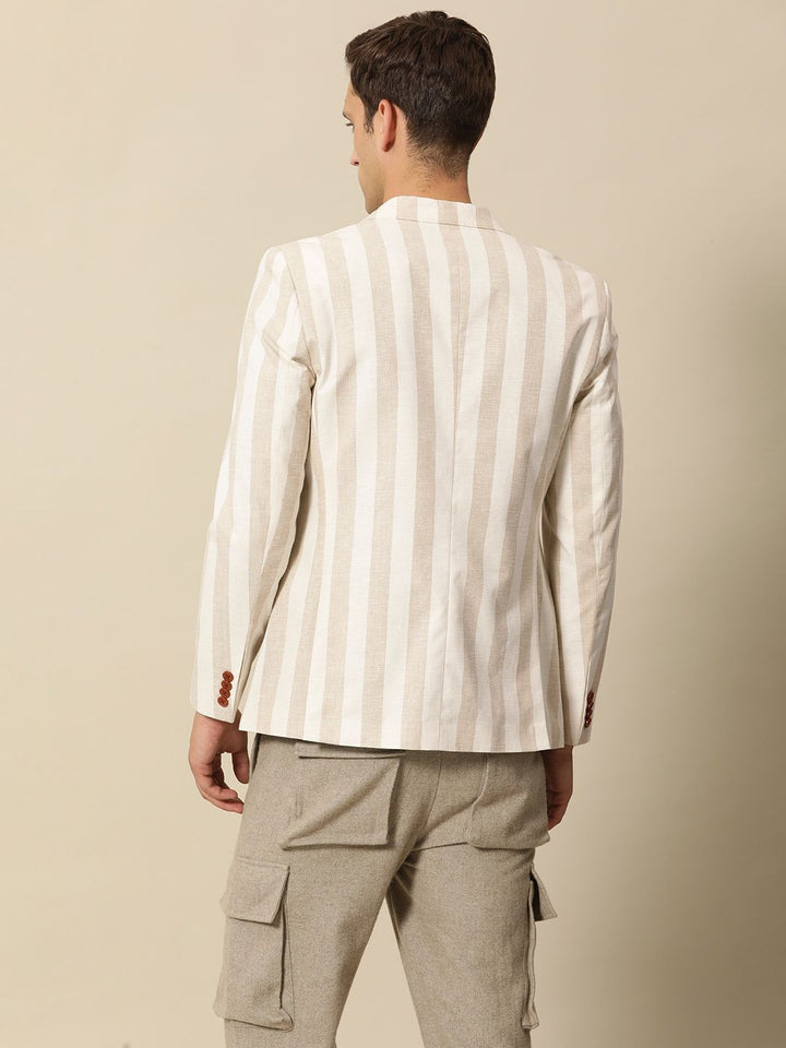 Mr Bowerbird Striped Peak Lapel Tailored Fit Casual Blazers
