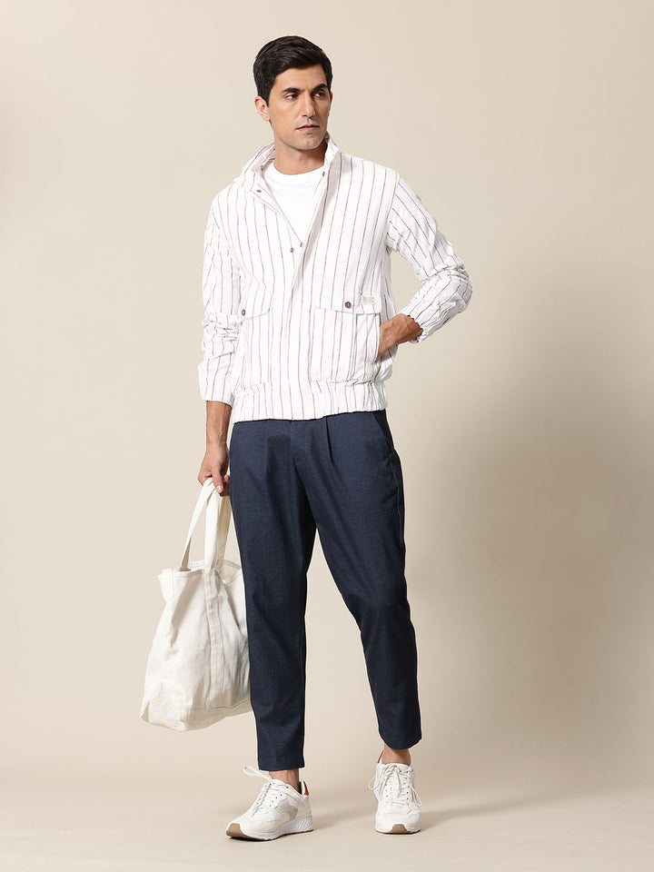 Mr Bowerbird Stand Collar Striped Bomber Jacket