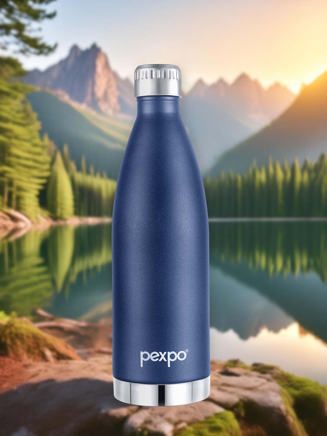 Pexpo Extreme Blue Solid Stainless Steel Double Wall Vacuum Flask - 850ml
