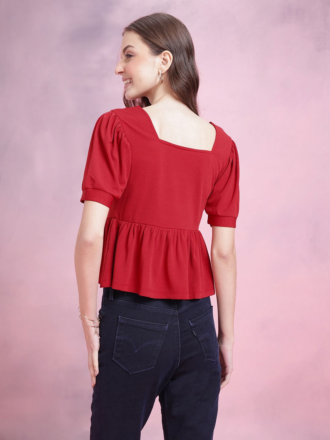 DressBerry Puff Sleeve Peplum Top