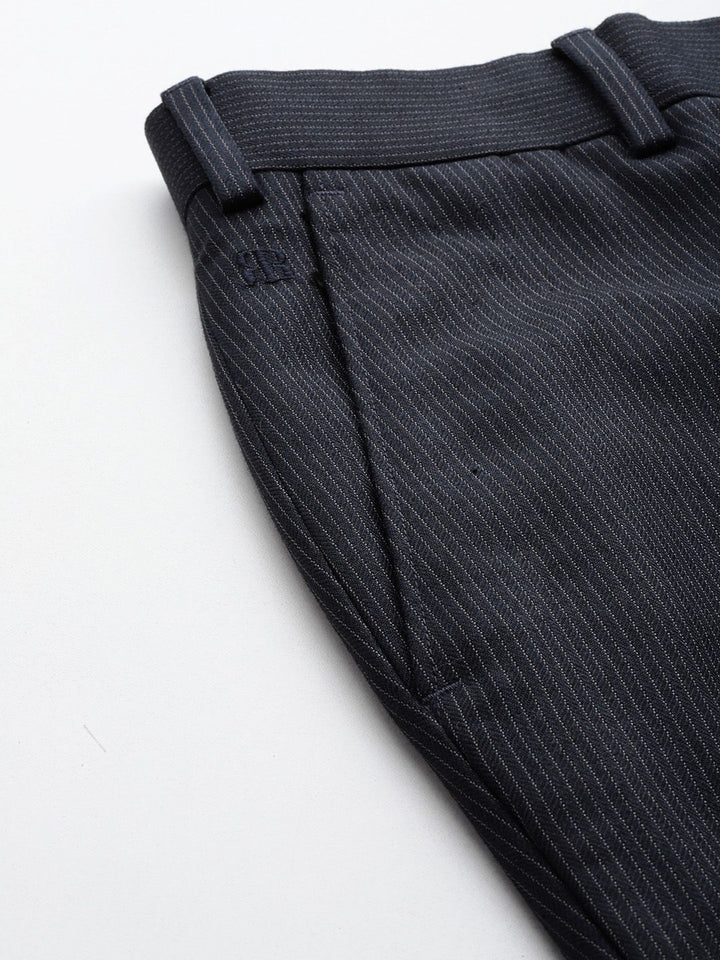 Raymond Men Striped Slim Fit Formal Trousers