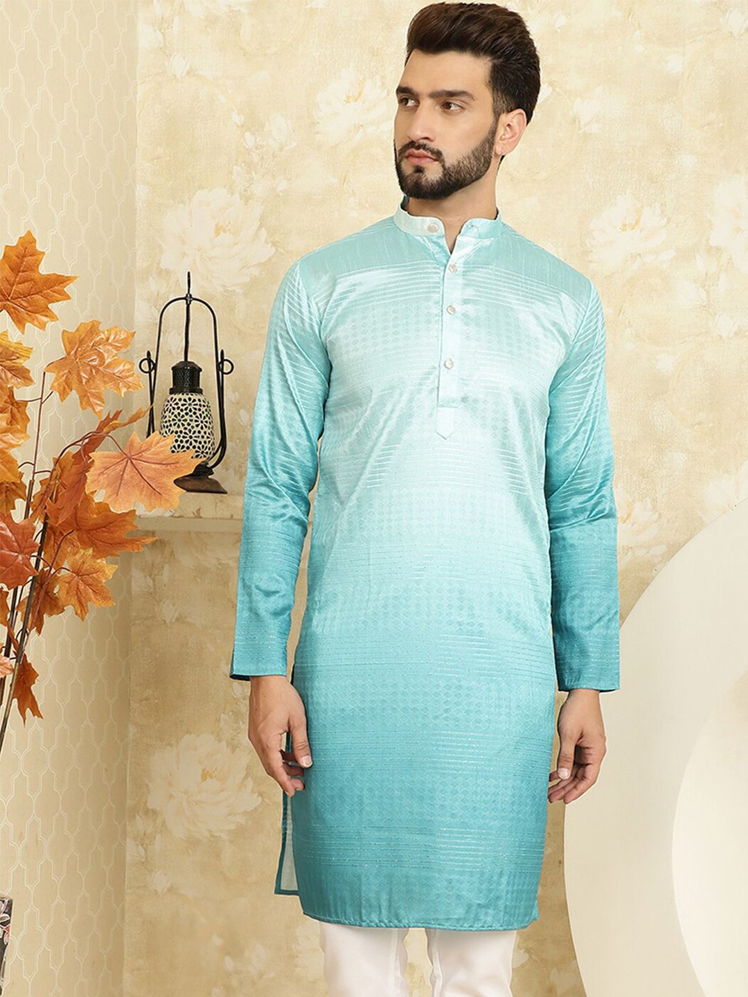 SOJANYA Ethnic Woven Design Cotton Silk Straight Kurta