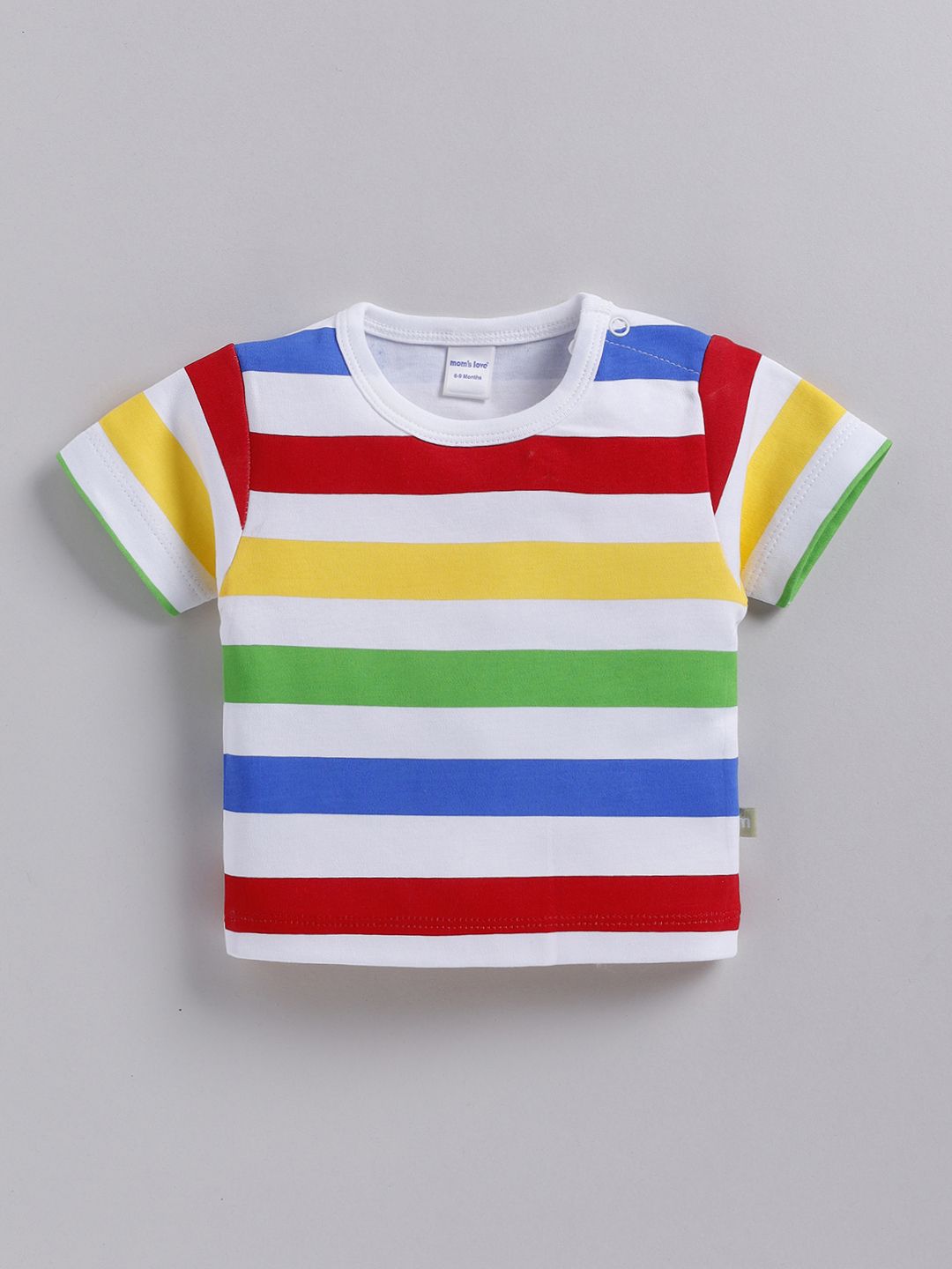 Moms Love Infant Boys Pure Cotton Dungaree With Striped T-Shirt